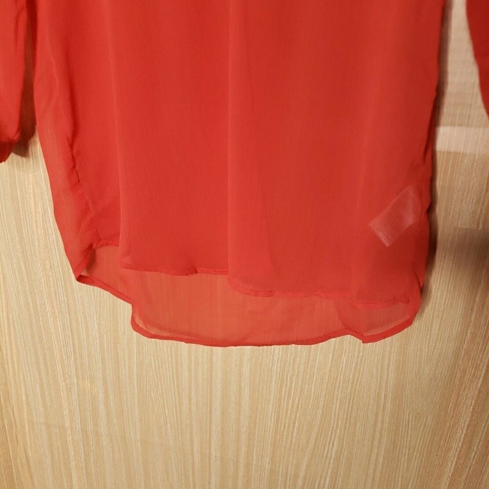 Kimchi Blue Urban Outfitters Womens Sheer Gauzy 3/4 Sleeve Blouse Small Salmon - Picture 5 of 7
